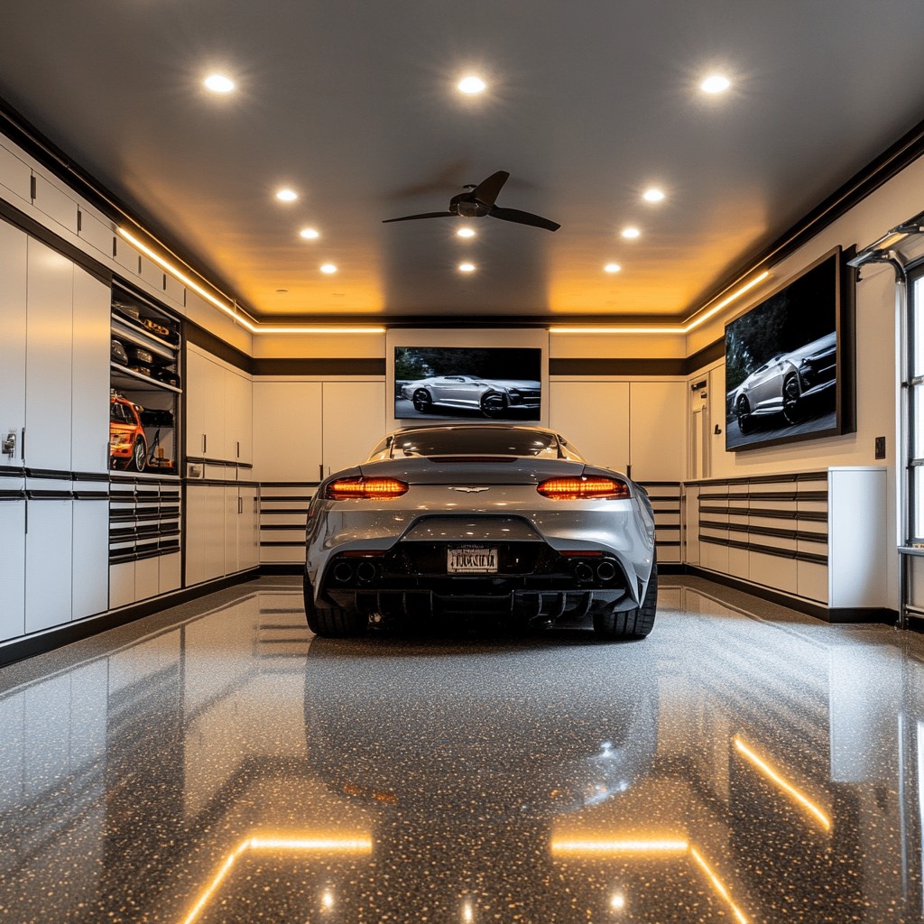 Finished epoxy garage floor installed by local epoxy flooring contractors in Boone NC
